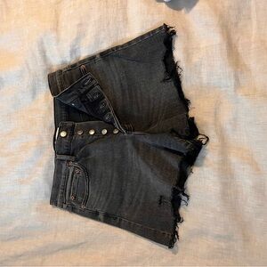 Raw-Hem Black Denim Jean Shorts